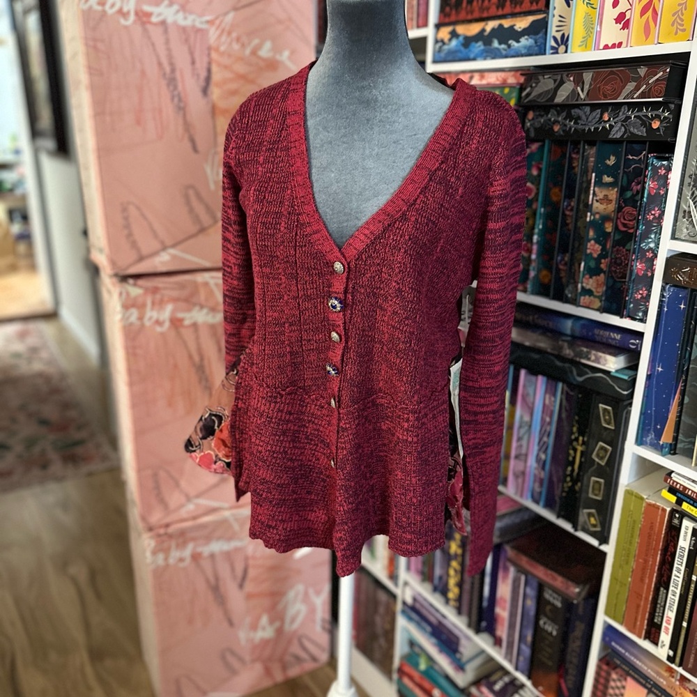 Aratta Red Button-Up Cardigan